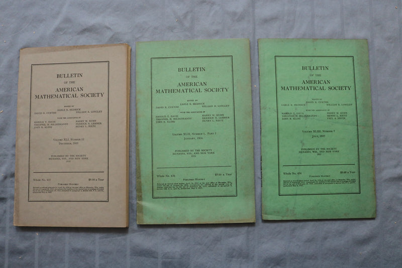 1932-1937 BULLETIN OF THE AMERICAN MATHEMATICAL SOCIETY - LOT OF 18 - O 3899