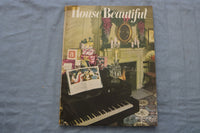 1947 DECEMBER HOUSE BEAUTIFUL MAGAZINE - PIANO AND FIREPLACE COVER - E 9633