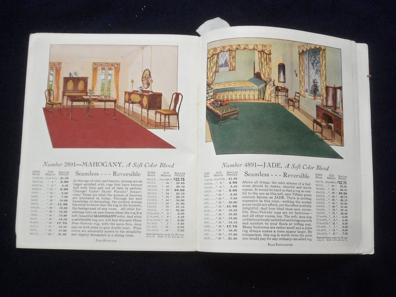 1930 OLSON DUO-VELVETY RUGS CATALOG - SOFTCOVER - J 9643
