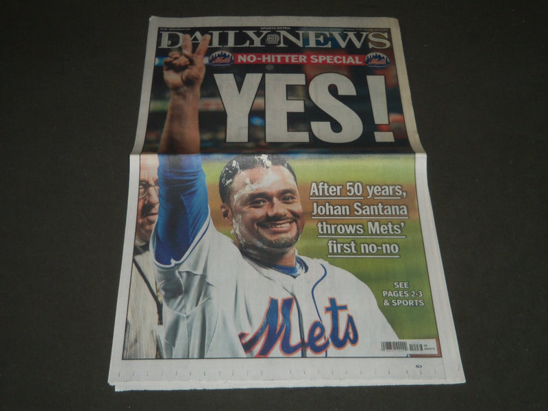 2012 JUNE 2 NEW YORK DAILY NEWS - YES! JOHAN SANTANA NO-NO - NP 2458