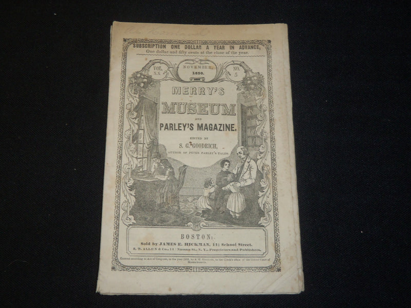 1850 NOVEMBER MERRY'S MUSEUM AND PARLEY'S MAGAZINE - S. G. GOODRICH - J 5472