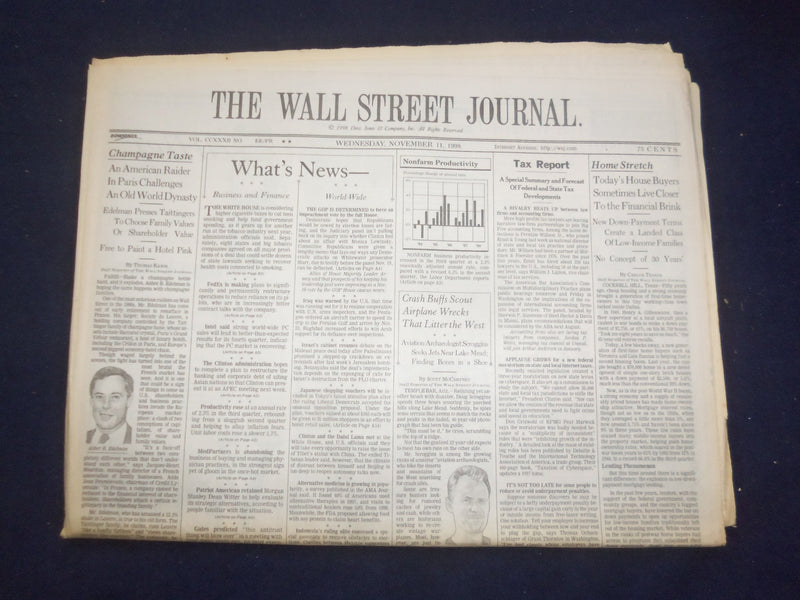 1998 NOV 11 THE WALL STREET JOURNAL - HOUSE BUYERS LIVE CLOSER TO BRINK - WJ 117