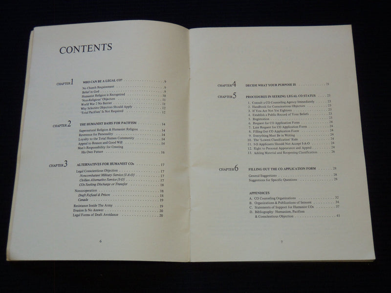 1971 HUMANIST CONSCIENTIOUS OBJECTION GUIDE FOR MEN OF DRAFT AGE - J 7371