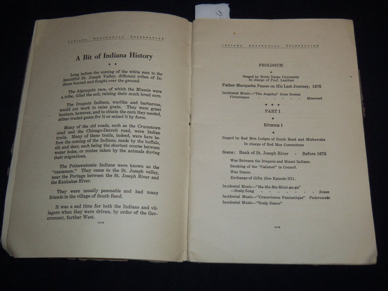 1916 ST. JOSEPH COUNTY PAGEANT PROGRAM - SOUTH BEND INDIANA - J 8735