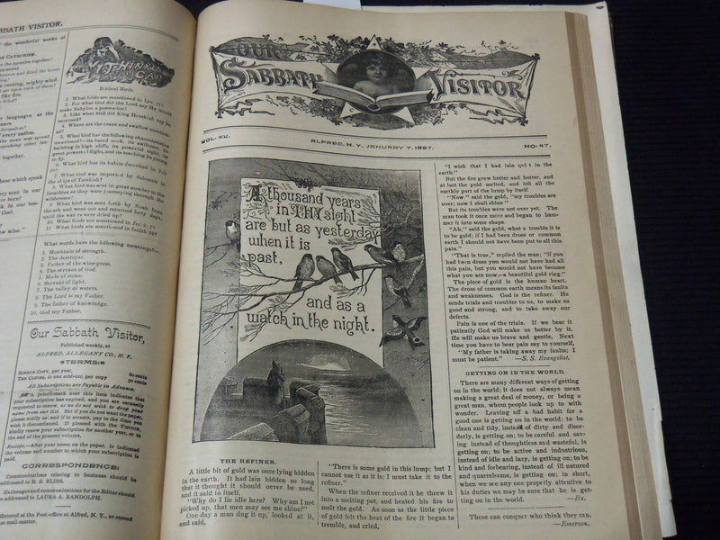 1894-1898 OUR SABBATH VISITOR MAGAZINE BOUND VOLUME - ALFRED CENTRE NY- KD 5403A