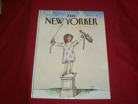 1992 JANUARY 13 NEW YORKER MAGAZINE FRONT COVER ONLY - GREAT ART FOR FRAMING