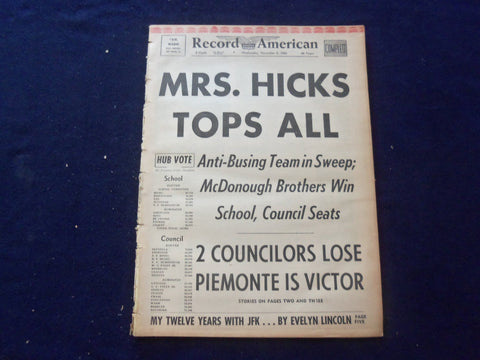 1965 NOV 3 BOSTON RECORD AMERICAN NEWSPAPER - MRS. HICKS TOPS ALL - NP 6317