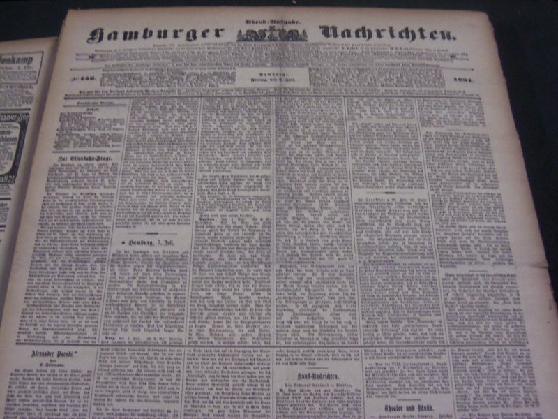 1901 JULY 3-AUGUST 31 HAMBURGER NACHRICHTEN GERMAN NEWSPAPER LOT - BV 163