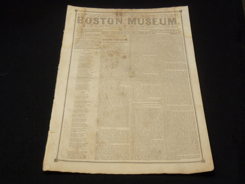 1851 FEBRUARY 15 BOSTON MUSEUM NEWSPAPER - NIGHT BY HENRY LONGFELLOW - NP 9033