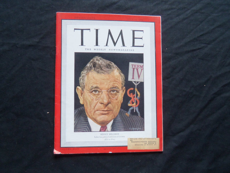 1944 JULY 24 TIME MAGAZINE - SIDNEY HILLMAN - T 926