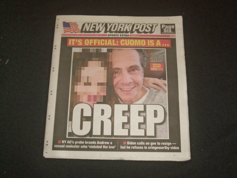 2021 AUGUST 4 NEW YORK POST NEWSPAPER - GOV. CUOMO HARRASED SEVERAL WOMEN