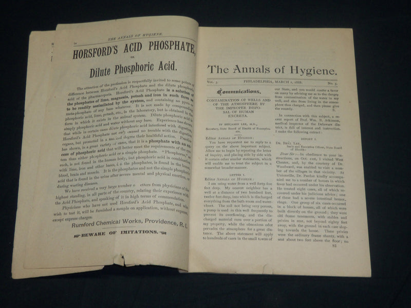 1887-1888 THE ANNALS OF HYGIENE MAGAZINE LOT OF 7 - NICE ADS - WR 133