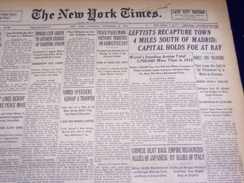 1936 NOV 12 NEW YORK TIMES - LEFTISTS RECAPTURE TOWN SOUTH OF MADRID - NT 2131