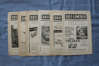 1930 R.K.O. LINCOLN MOVIE THEATRE PROGRAM - LOT OF 6 - K 2730