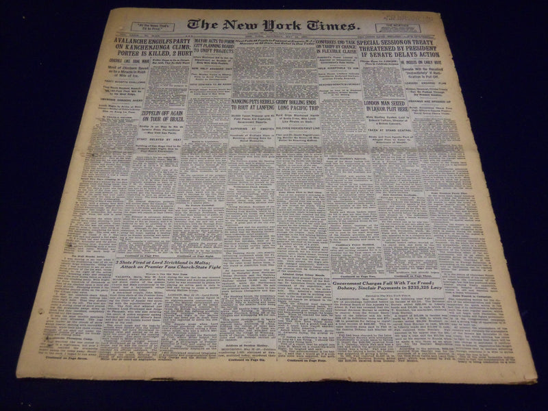 1930 MAY 24 NEW YORK TIMES - AVALANCHE ENGULFS PARTY ON KANCHENJUNG - NT 1656