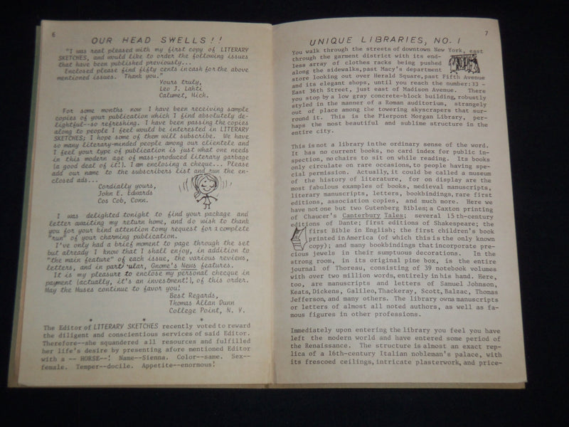 1965 FEBRUARY & MAY LITERARY SKETCHES MAGAZINE LOT OF 2 ISSUES - J 8981