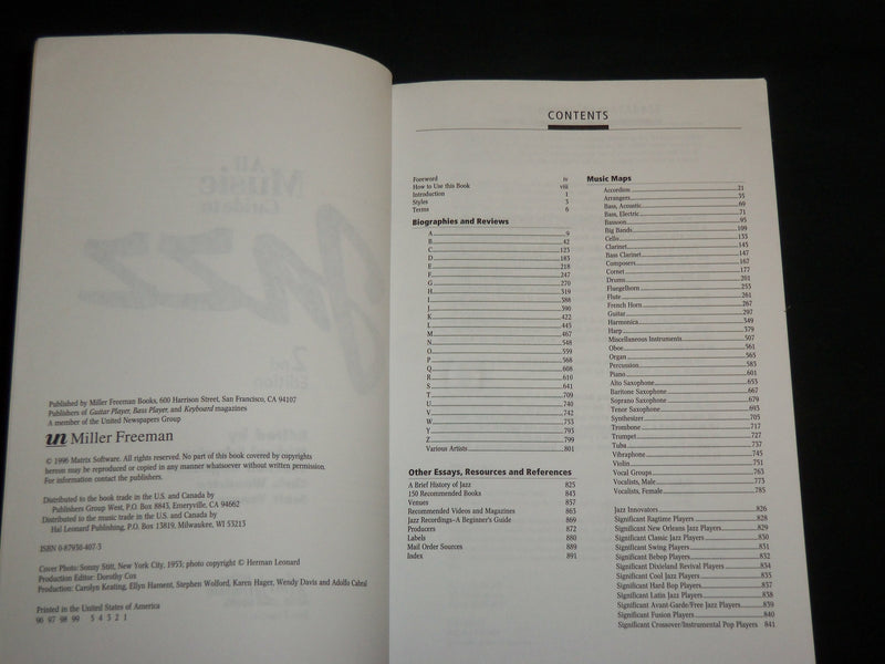 1996 ALL MUSIC GUIDE TO JAZZ SOFTCOVER BOOK - SECOND EDITION - KD 7018