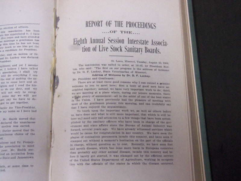 1906-1910 UNITED STATES LIVE STOCK SANITARY ASSOCIATION REPORTS VOLUME - KD 80N