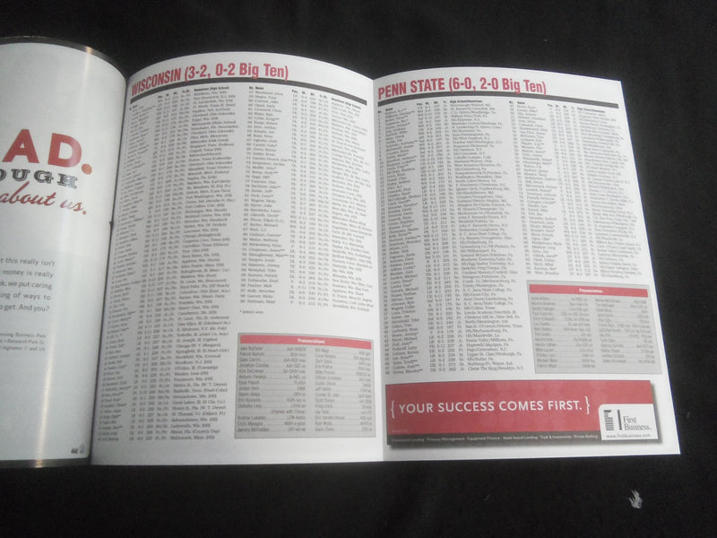 2008 OCTOBER 11 FOOTBALL PROGRAM - UNIV OF WISCONSIN VS PENN STATE UNIV- B 5534L