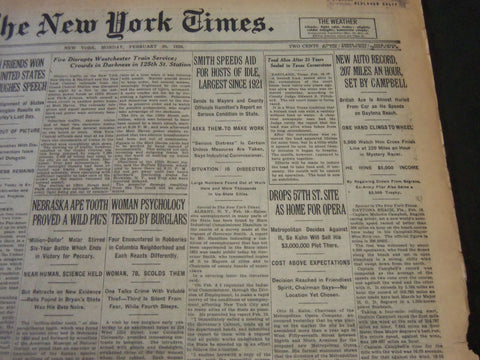 1928 FEBRUARY 20 NEW YORK TIMES - NEW AUTO RECORD 207 MILES AN HOUR - NT 6463