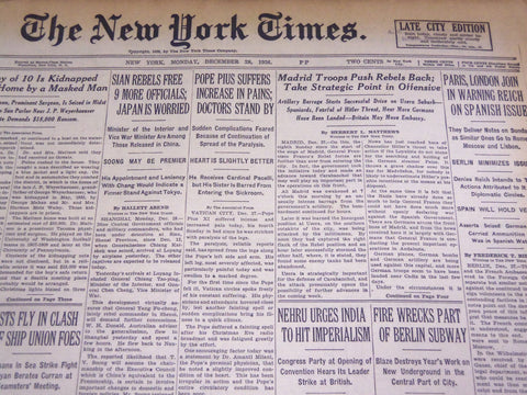 1936 DEC 28 NEW YORK TIMES - MADRID TROOPS PUSH REBELS BACK - NT 2084