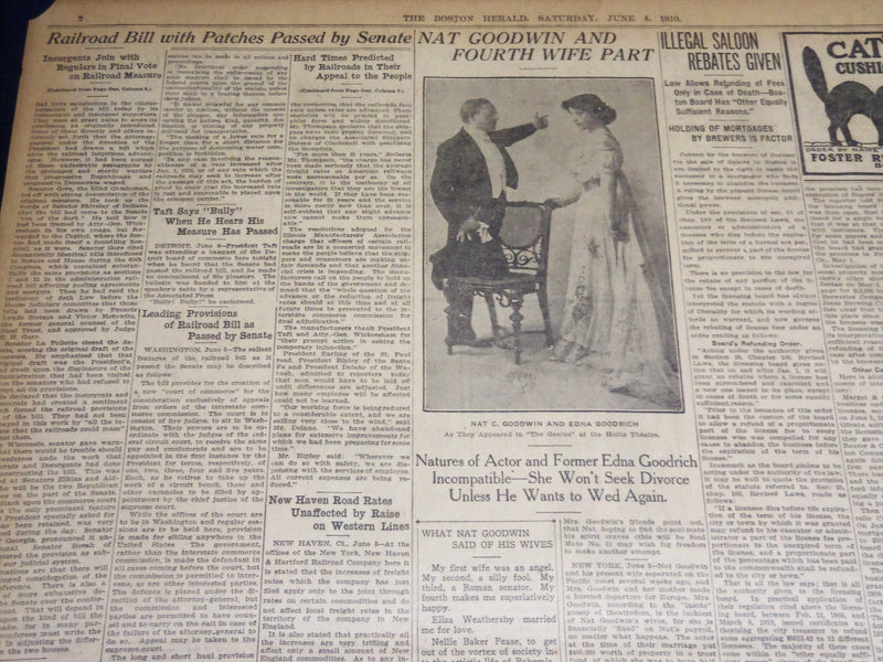 1910 JUNE 4 THE BOSTON HERALD - RAILROAD BILL PASSED BY SENATE - BH 331