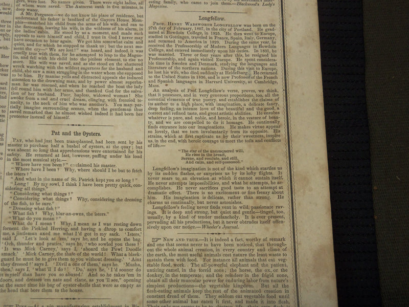 1851 MARCH 29 BOSTON MUSEUM NEWSPAPER - ISAAC DAVIS - HENRY LONGFELLOW - NP 9028