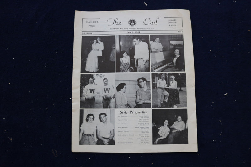 1949-1954 THE OWL NEWSPAPER - WESTMINSTER (MD) HIGH SCHOOL - LOT OF 48 - NP 8905