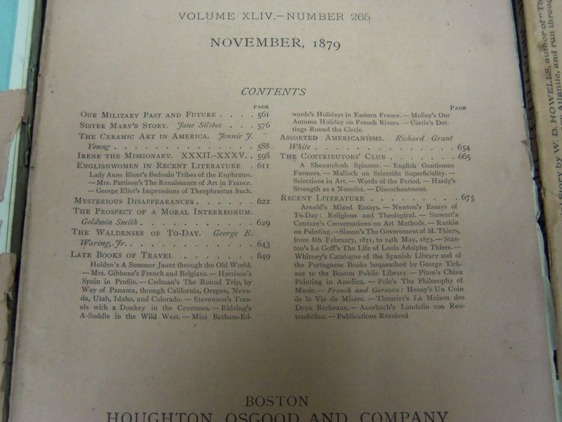 1879 THE ATLANTIC MONTHLY MAGAZINE LOT 7 ISSUES - STORIES & ARTICLES - WR 423