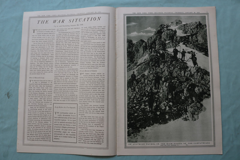 1915 JAN 28 NEW YORK TIMES MID-WEEK PICTORIAL WAR EXTRA- TELEPHONE POLE -NP 9125