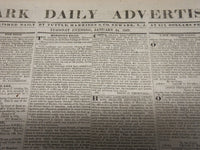 1837 NEWARK DAILY ADVERTISER NEWSPAPER LOT OF 2 ISSUES - NEW JERSEY - NP 4864