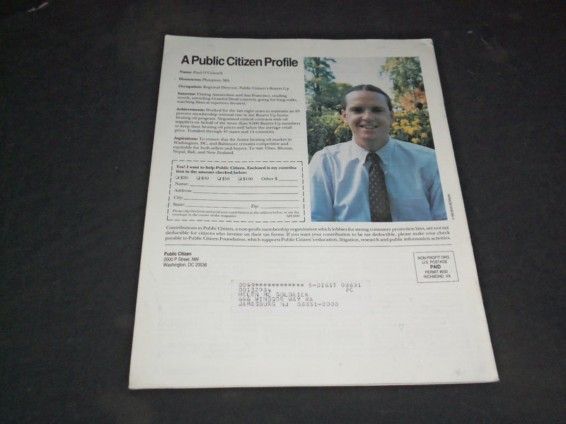 1993 JANUARY/FEBRUARY PUBLIC CITIZEN MAGAZINE - RALPH NADER - SP 6256