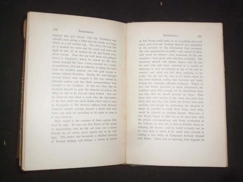 1899 SARACINESCA HARDCOVER BOOKS BY F. MARION CRAWFORD - 2 VOLUMES - KD 9277