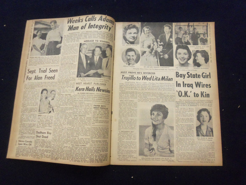 1958 JULY 22 BOSTON DAILY RECORD NEWSPAPER - CHALLENGE BY U.S. - NP 6362