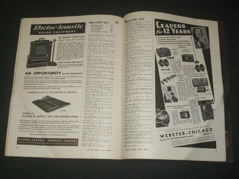 1937-1938 RADIO YEAR BOOK - TRADE DIRECTORY - SOFTCOVER - ST 997F