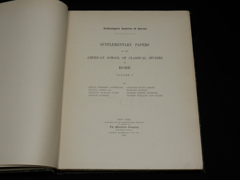 1905 AMERICAN SCHOOL OF CLASSICAL STUDIES IN ROME BOOK - VOLUME NO. 1 - KD 7446
