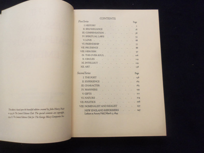 1941-44 ESSAYS OF RALPH WALDO EMERSON HARDCOVER BOOK -LIMITED ED. CLUB - KD 8310