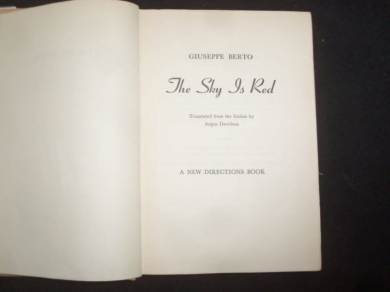 1948 THE SKY IS RED HARDCOVER BOOK BY GIUSEPPE BERTO - KD 9291