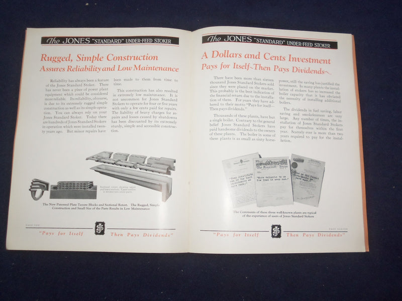 1920'S THE JONES STANDARD UNDER-FEED STOKER CATALOG - J 9332