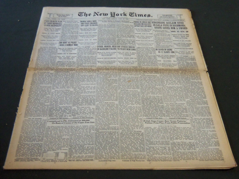 1930 JUNE 22 NEW YORK TIMES - VIRGINIANS ACCLAIM BYRD IN RICHMOND - NT 5726