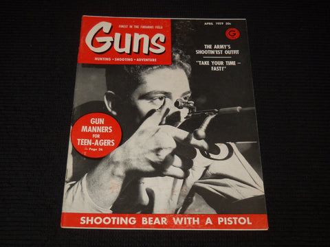 1959 APRIL GUNS MAGAZINE - GUN MANNERS FOR TEEN-AGERS COVER - E 12561