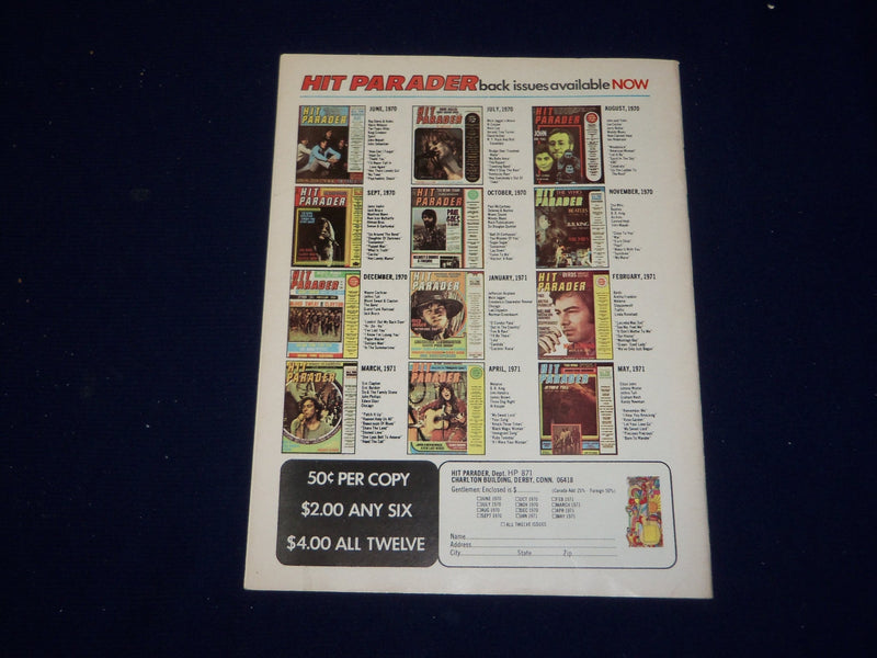 1971 AUGUST HIT PARADER MAGAZINE - ELTON JOHN COVER - SP 9586