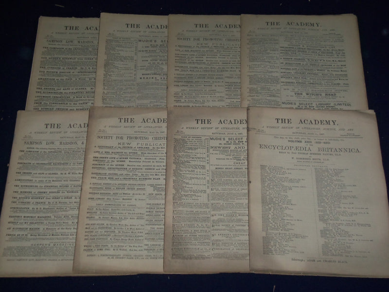 1887 THE ACADEMY WEEKLY REVIEW OF LITERATURE LOT OF 52 COMPLETE - LONDON - O 1