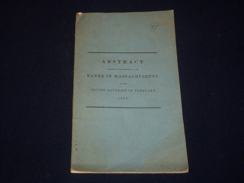 1838 BANKS IN MASSACHUSETTS ABSTRACT BOOK - SECRETARY OF COMMONWEALTH - J 4422