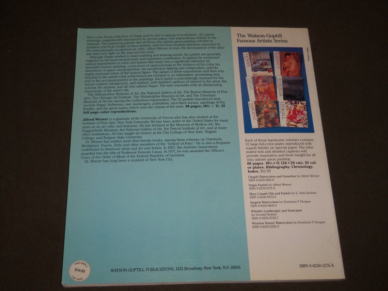 1977 DEGAS PASTELS SOFTCOVER ART CATALOG BY ALFRED WERNER -NICE PRINTS - KD 5064