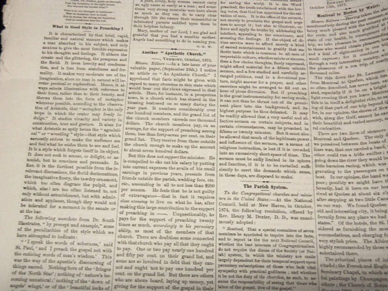 1875 OCTOBER 23 THE VERMONT CHRONICLE NEWSPAPER - MONTPELIER - NP 2152L
