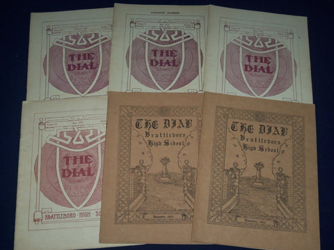 1911 THE DIAL BRATTLEBORO HIGH SCHOOL MAGAZINE LOT OF 6 - GREAT INFO. - O 2341