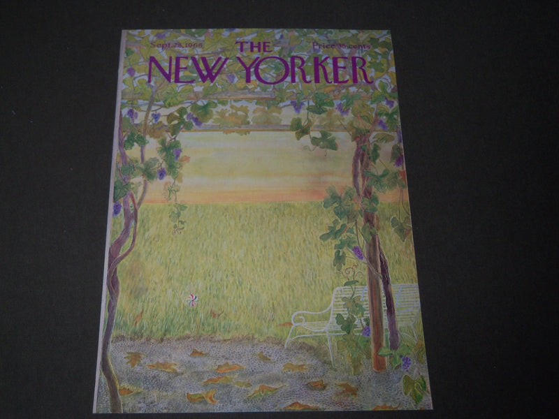 1968 SEPTEMBER 28 NEW YORKER MAGAZINE FRONT COVER ONLY - GREAT ART FOR FRAMING