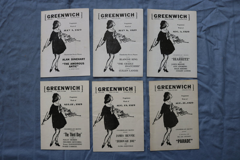 1929-1930 GREENWICH THEATRE PROGRAMS - LOT OF 26 +2 WINTER ANNOUNCEMENTS- O 3739