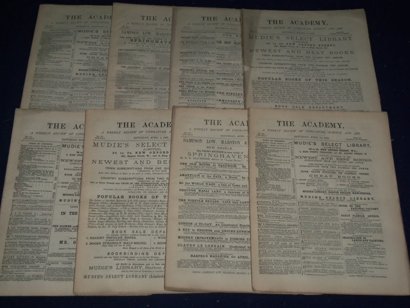 1887 THE ACADEMY WEEKLY REVIEW OF LITERATURE LOT OF 52 COMPLETE - LONDON - O 1
